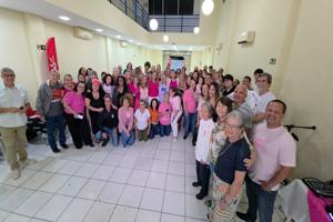 Vereador Sérgio Santana e Deputada Rosana Valle no Outubro Rosa em Santos